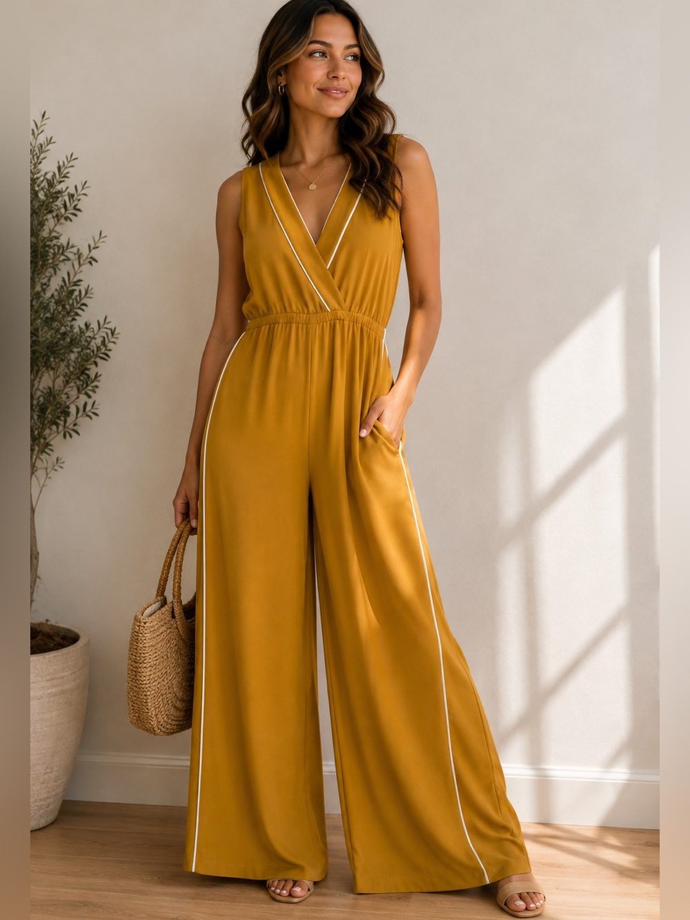 Sleeveless Mustard Romper